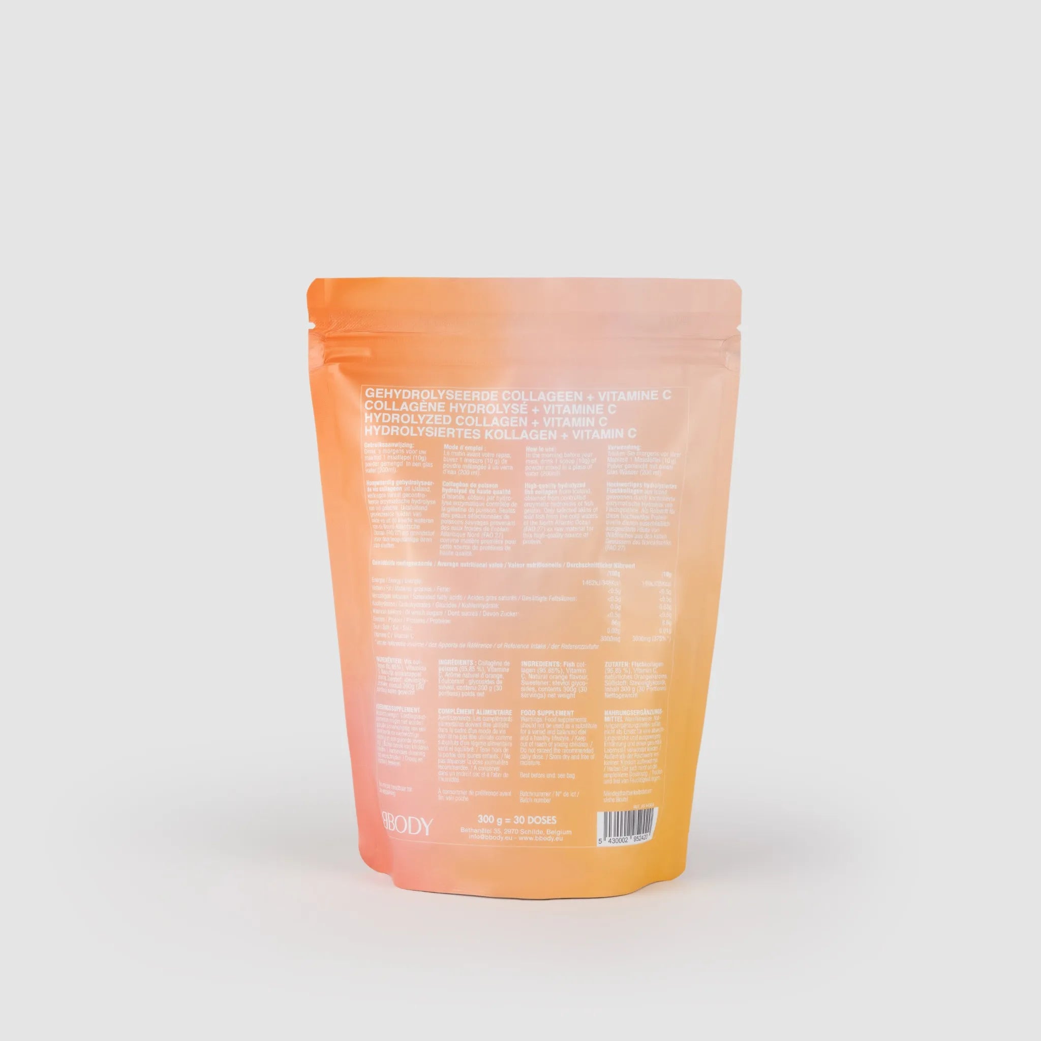 BBody – Collagène de poisson tripeptide 96 % + vitamine C – 300 g de poudre