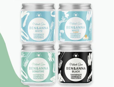 Toothpaste 4 varianten, Glass jar | Ben&Anna, 100ml